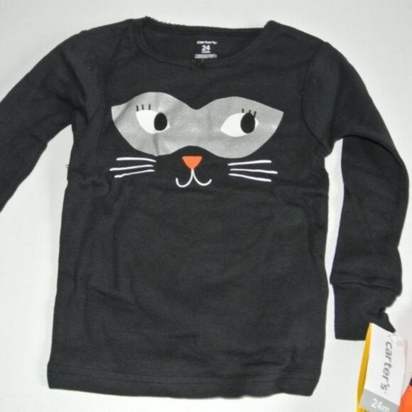 Carter's Girls Halloween Cat Face Pajama Set 24 M - Picture 3 of 4